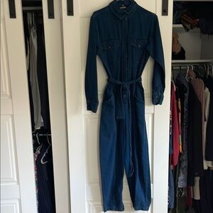 Denim Blue Jumpsuit with Belt